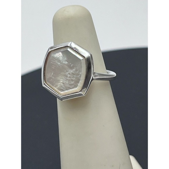 Kendra Scott Mother of Pearl Davis Sterling Silver Cocktail Ring Sz 5 - Picture 4 of 14